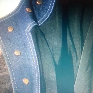 Black Jacket and Shirt with Denim Studded Trim